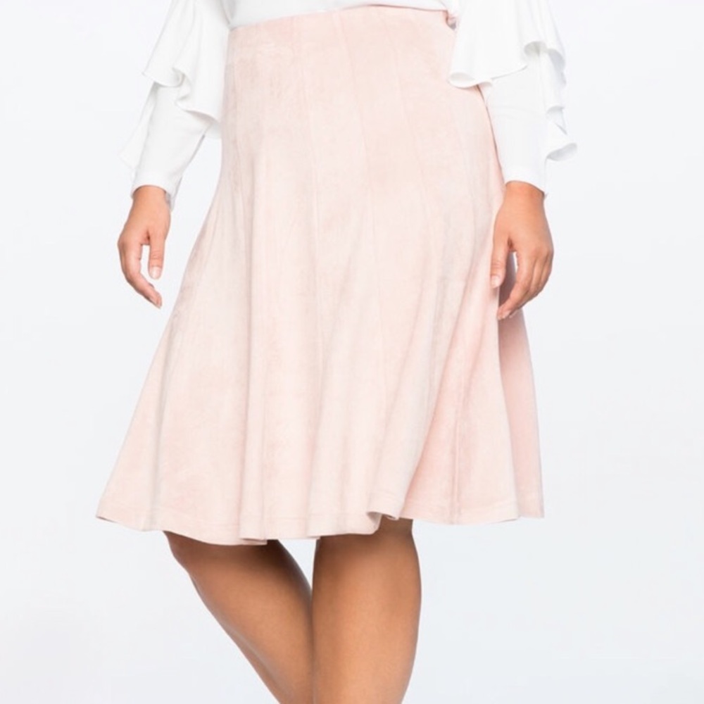 Light Pink Suede Flounce Skirt
